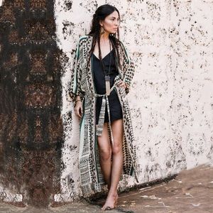Aztec Chiffon Open Front Kimono